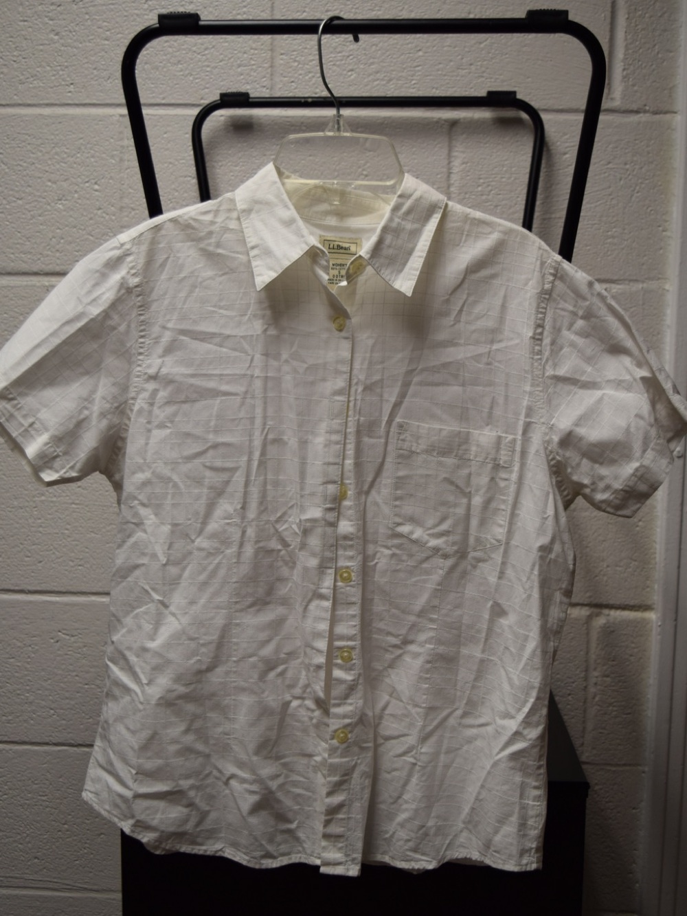 L.L.Bean Women’s White Cotton Short Sleeve Button Up Shirt Small S